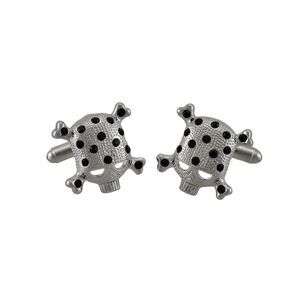 Black Rhinestone Skull & Crossbones Cufflinks Cuff Link